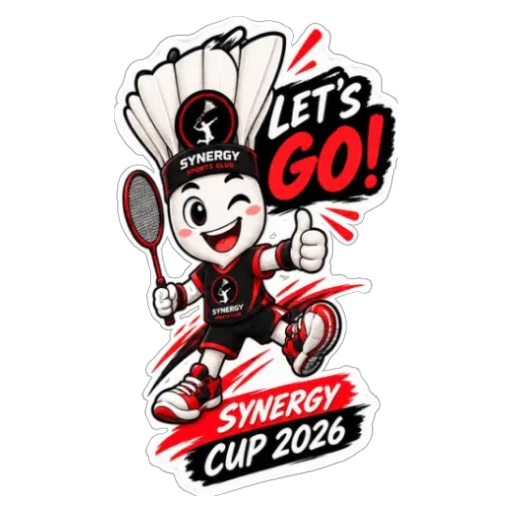 Synergy Cup 2026 Let's Go badminton mascot
